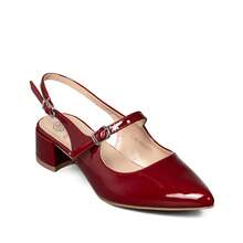 WEIDE Zapatos de tacón medio destalonados para mujer – Punta fina con metal, elegantes y cómodos, ideales para oficina y eventos sociales - Burdeos - Ver 4