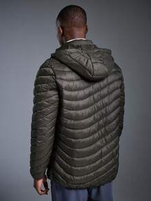 DRIFTMERE Men's Cotton Padded Coat, Hooded Quilted Coat With Multiple Pockets, Long Sleeve Sportswear Fashion Outerwear, Suitable For Outdoor Activities, Street Wear And Daily Wear, Autumn/Winter - Army Green - View 2