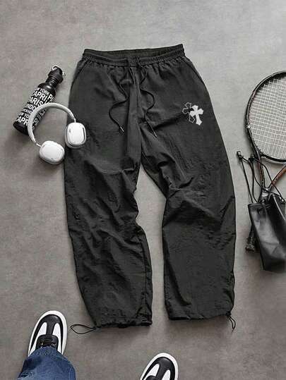 Sport MetroGents Men's Casual Cross Print Drawstring Waist Sports Pants, Men Sports Pants, Baggy Gym Clothes, Sports Pants, Lightweight Pants Sweat Pants