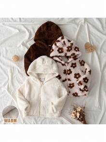 Loomiva Conjunto de 3 piezas de abrigo con capucha de felpa gruesa para bebé niña - Multicolor - Ver 1