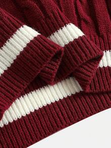 SHEIN Tween Girl Simple Solid V-Neck Long Sleeve Sweater, Casual Daily Wear, Autumn/Winter Long Sleeve Top, Collegiate V-Neck Long Sleeve Sweater, Embroidered Sweater Red Sweater Kids Tween Matching Set Knit Uniform Girl Sweaters Tween Girls Sweater Girl Maroon Outfits