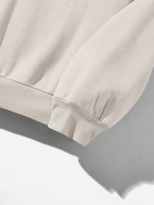 Attitoon Sweatshirt Lengan Panjang Berkerudung Tanpa Tali Serut, Kasual Sederhana untuk Musim Panas, Warna Polos, Ukuran Oversize - Aprikot - View 4
