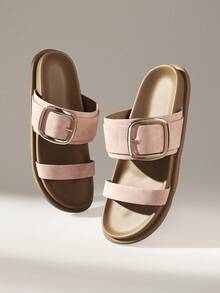 Solecia 女士编织材质金属扣平底勃肯凉鞋 - 淺粉色 - 查看 3