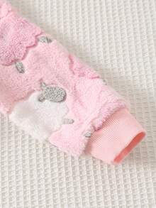 Cozy Pixies Set de 2 piezas con sudadera de cuello redondo de manga larga y pantalón jogger de cintura elástica con estampado floral para niña joven - Rosa - Ver 6