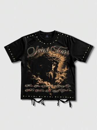 Street Life T-shirt à manches courtes avec imprimé Jésus de rue pour hommes