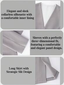 Franclia 女装秋冬气质西装装轻奢高端大方得体小格调灰色无领收腰配黑色时尚腰带西装外套日常通勤长袖西装两件套女装秋装秋冬女装冬装圣诞新年派对毕业舞会角色扮演优雅休闲奢华外出冬季女装优雅时尚休闲通勤商务办公日常休闲百搭气质都市教师职业装