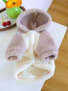 PETSIN 1 件宠物服装，猫狗通用连帽衫，冬季加厚保暖夹克 - 粉帽 - 查看 9