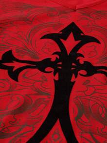 INAWLY 女士时尚街头风格图案印花修身长袖 T 恤 - 紅色 - 查看 7