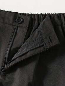 SHEIN Conjunto de 3 piezas para adolescentes estilo caballero: Blazer negro de corte slim de una hilera + Chaleco negro de corte slim de doble hilera + Pantalón de vestir negro texturizado de corte slim. Conjunto formal y elegante, adecuado para fiestas de cumpleaños, galas, actuaciones, eventos de boda - Cumpleaños, Boda, Invitado de boda, Paje, Portador de anillos - Negro - Ver 8