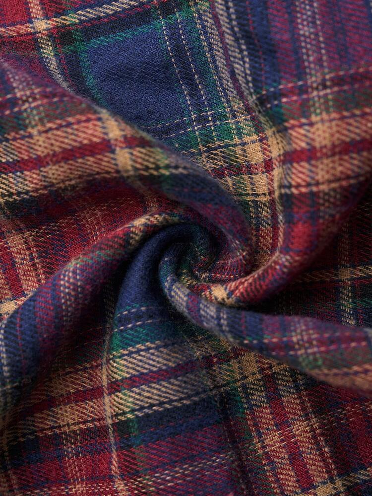 Plus Size Casual Plaid Long Sleeve Shirt, Autumn  Christmas Clothes New Year Clothes Elegant Dress Women Plaid Button Up Plaid Shirts For Women  Stylish Clothing Collection Elegant Party Clothes For New Year Christmas Clothes For Women  Winter Clothes For Women Flannel Shirt For Women