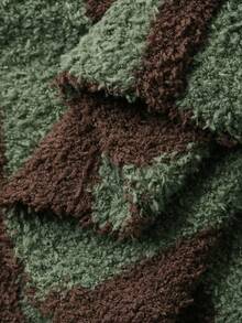 Dazy Plus 大码女式休闲粗条纹拼接松紧腰睡裤、家居服 - 墨綠色 - 查看 3