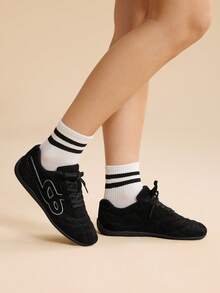 CUCCOO EASI Damen Kontrast-Farbe Schnür-Lässig Modische Bequeme Sportschuhe