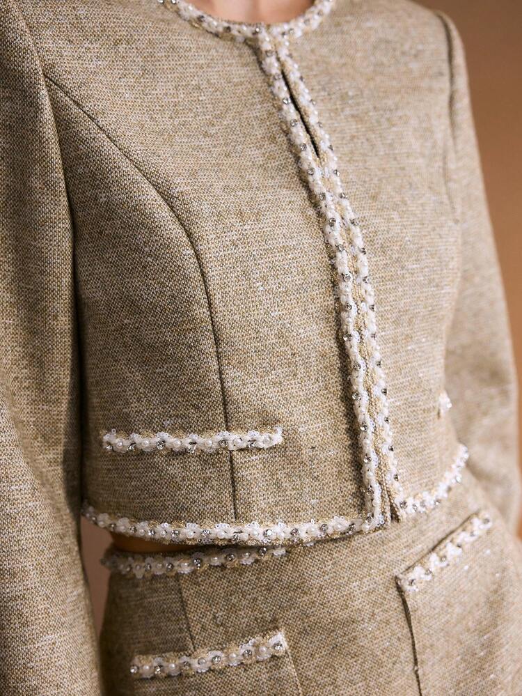 FALL WINTER WOOL CONTRAST BINDING OVERCOAT