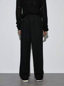 Modcrash Calça Larga de Verão Masculina de Veludo Canelado com Zíper e Fenda, Calça Longa Casual Esportiva Versátil de Cor Sólida - Preto - Visão 6