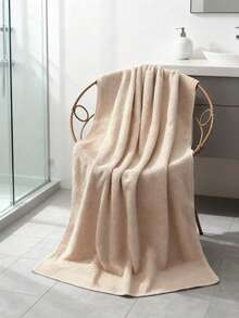 SHEIN 速干浴巾套装 - 100% 纯棉卡其色和简约条纹图案，26.92x53.84 英寸大号沙滩巾（适合游泳者和成人）+ 13.07x28.84 英寸面巾/手巾。超强吸水，防褪色，柔软 - 非常适合健身房、旅行、SPA、酒店、沙龙、节日礼物，四季皆宜。