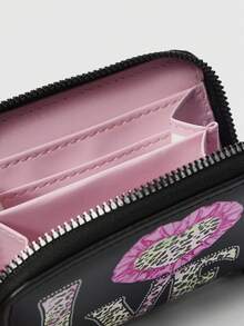 ROMWE 1pc Leopard Print Goth Style Compact Coin Purse - Black - View 2