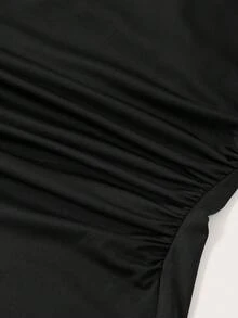 Tseoso 女式褶皱腰背心长裙，秋冬款，带内置衬垫的茶会礼服，晚宴礼服，优雅性感，派对、夜店、婚礼、四季皆宜，毕业典礼、老款、办公室装扮 - 黑色 - 查看 4