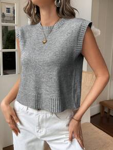 Serisse Áo vest lưới dệt kim hoa hở lưng buộc dây dành cho nữ - Màu xám đen - Xem 3