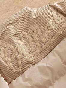 Manfinity NXTstreet 男士字母刺绣拉链休闲冬季夹克 - 卡其色 - 查看 7