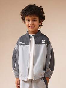 SUMWON Boys Zip Up Track Set Lightweight Training Jacket And Pants Elastic Cuffs Athletic Windbreaker Outfit - Grey - View 6