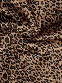 EMERY ROSE 休闲简约风格深棕色豹纹全图案女式荷叶边袖衬衫，适合秋冬，复古风格，百搭 - 彩色 - 查看 5