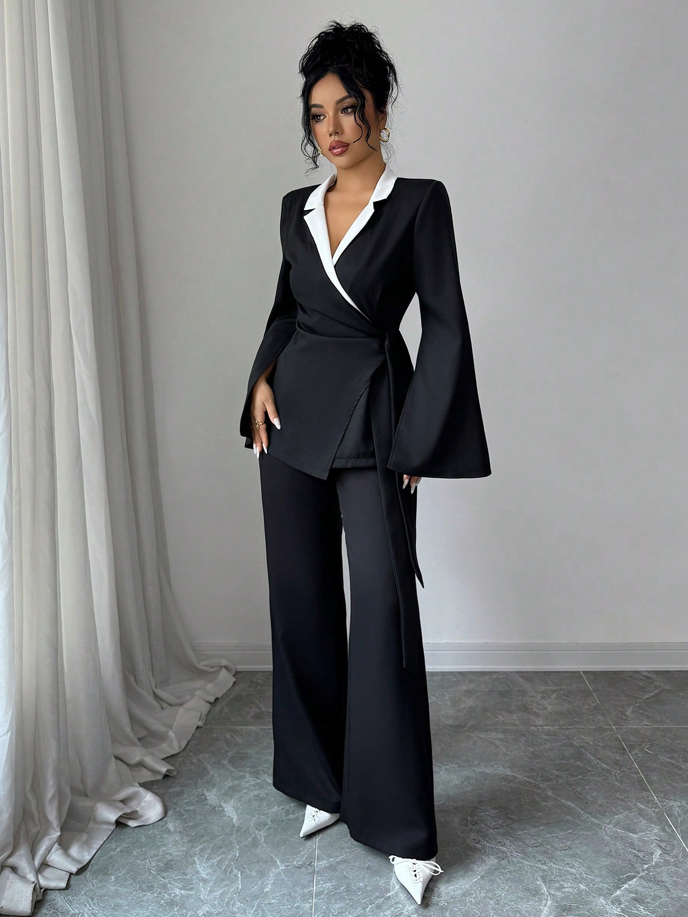 Elenzga بدلة نسائية أنيقة وعصرية للتنقل اليومي، تت...