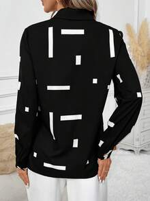 SHEIN Clasi Camicia casual da donna con stampa integrale e bottoni davanti, adatta per primavera e autunno