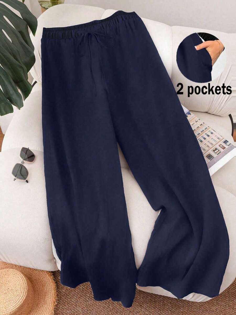 CosyJoli Pantalones casuales azul marino talla grande para mujer, adecuados para el verano