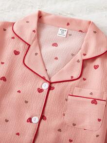 School Girl Pajamas, Girls' Cute Cherry Print Long Pants And Long Sleeve Casual 2 Pieces Loungewear Set - Multicolor - View 6