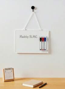 Madebyblanc 1pc A4 Size Dry Erase Board With String For Wall Small Dry Erase Whiteboard Hanging Whiteboard With 3pcs Magnetic Wipe Off Markers Pens For Kids Erasable Message Writing Drawing School & Home Supplies Back To School - Multicolor - View 9