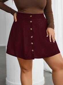 SHEIN Privé Váy ngắn trơn màu thường ngày cỡ lớn cho nữ - Đỏ - Xem 6