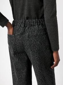 Maija Modische Pendler-Jeans mit Leopard Muster für Damen - Schwarz - Übersicht 2