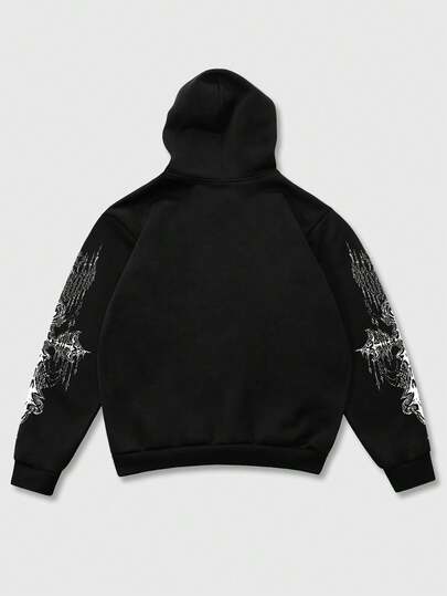 Street Life Men's Hooded Sweatshirt, Street Style, Popular American Eye Graphic Print Short Hoodie, Autumn/Winter