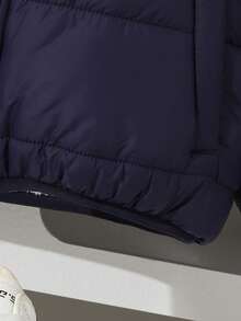Quilted Lightweight Padded Coat For Teenage Boys, Fashionable Casual Winter - Navy Blue - View 4