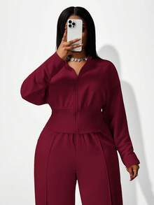 Slaydiva Hàng mới về Thu Đông, Quần áo Thu/Đông dành cho nữ, Halloween, Bộ đồ mặc nhà cỡ lớn cho nữ, Áo liền quần dài tay, Bộ hai mảnh kín đáo, Áo liền quần cho người có đường cong, Áo liền quần cỡ lớn, Thanh lịch - Màu Đỏ Sâu - Xem 7