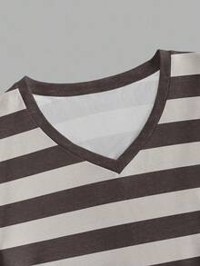 Attitoon Women's Casual Striped V-Neck Long Sleeve T-Shirt, Spring/Autumn