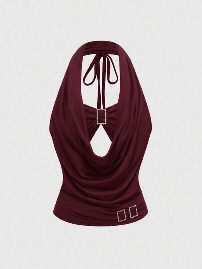 J-Fashion توب نسائي بياقة منخفضة وخصر مطوي بطراز رجعي من عام 2000