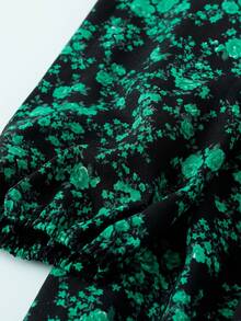 EMERY ROSE 大码女式长袖 V 领休闲优雅连衣裙，春秋季长款女装 - 綠色 - 查看 3