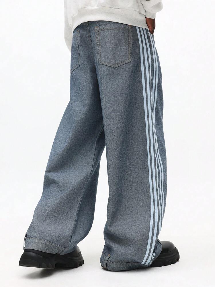 Wide Leg Jeans With Side Stripes