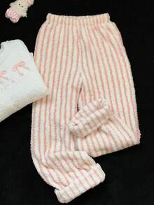 Comfortcana Quần nỉ ấm sọc hồng, mùa đông - Hồng - Xem 2