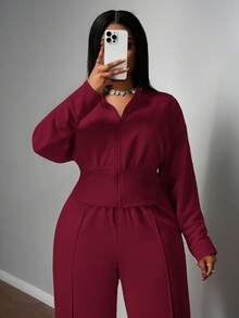 Slaydiva Hàng mới về Thu Đông, Quần áo Thu/Đông dành cho nữ, Halloween, Bộ đồ mặc nhà cỡ lớn cho nữ, Áo liền quần dài tay, Bộ hai mảnh kín đáo, Áo liền quần cho người có đường cong, Áo liền quần cỡ lớn, Thanh lịch - Màu Đỏ Sâu - Xem 15