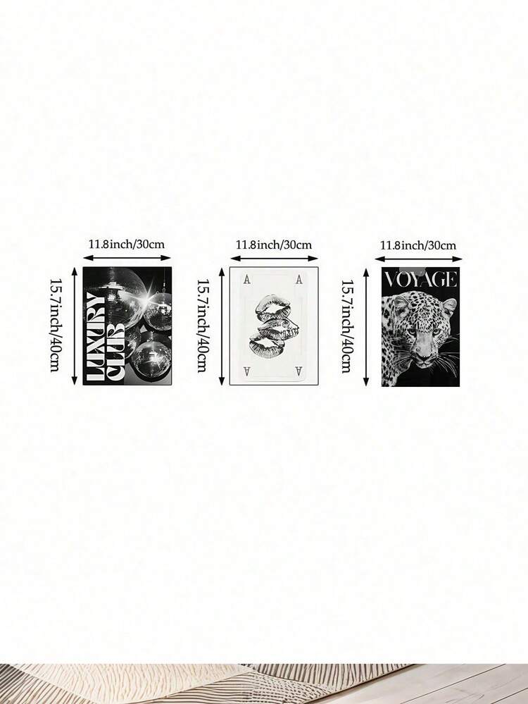 SHEIN 1/3pcs Leopard Cheetah Wall Art Picture 8 Ball Lucky Prints Canvas Paintings Pink Girly Posters Preppy Chic Luxury Decor For Bedroom, Living Room, Or Dorm Room Decor Gift For Her Unframed - Multicolor - View 6