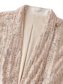 Ellevyn Jaqueta feminina elegante com camadas de miçangas na frente, ideal para festas e eventos formais. Perfeita para o Natal, inverno e Ano Novo, Dia de Ação de Graças. Blusa elegante com lantejoulas. - Champagne - Ver 10