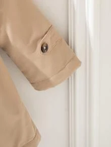 Souflis Souflis Baby Girl 6 Months-3 Years 1pc Fall Elegant Daily Style Button Coat Outing, Long Sleeves Peter Pan Collar Fleece Trench Coat