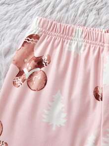 SHEIN Tween Girls Casual Homewear Crew Neck Long Sleeve Pajama Set - Pink - View 16