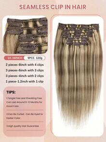 夹式接发真人发 9 件 120 克夹式接发 14-16 英寸 #P8/60 灰棕色混合铂金色直发夹式接发雷米真人发女士 - S8/60 - 查看 4