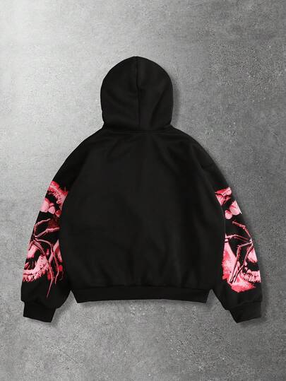 Street Life Men's Teeth & Letter Print Hoodie Sweatshirt