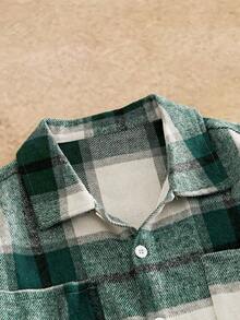 Manfinity NXTstreet Men's Casual Plaid Jacquard Brushed Jacket Shirt, For Fall Winter - Multicolor - View 4