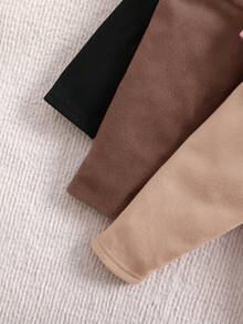 3 件套 Babygirl 可爱百搭针织弹力纯色荷叶边腰裤，秋冬 - 彩色 - 查看 6