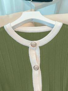 Franclia Women's New Gentle Elegant Flare Sleeve Ruffled Hem Cardigan, Spring/Autumn - Olive Green - View 4